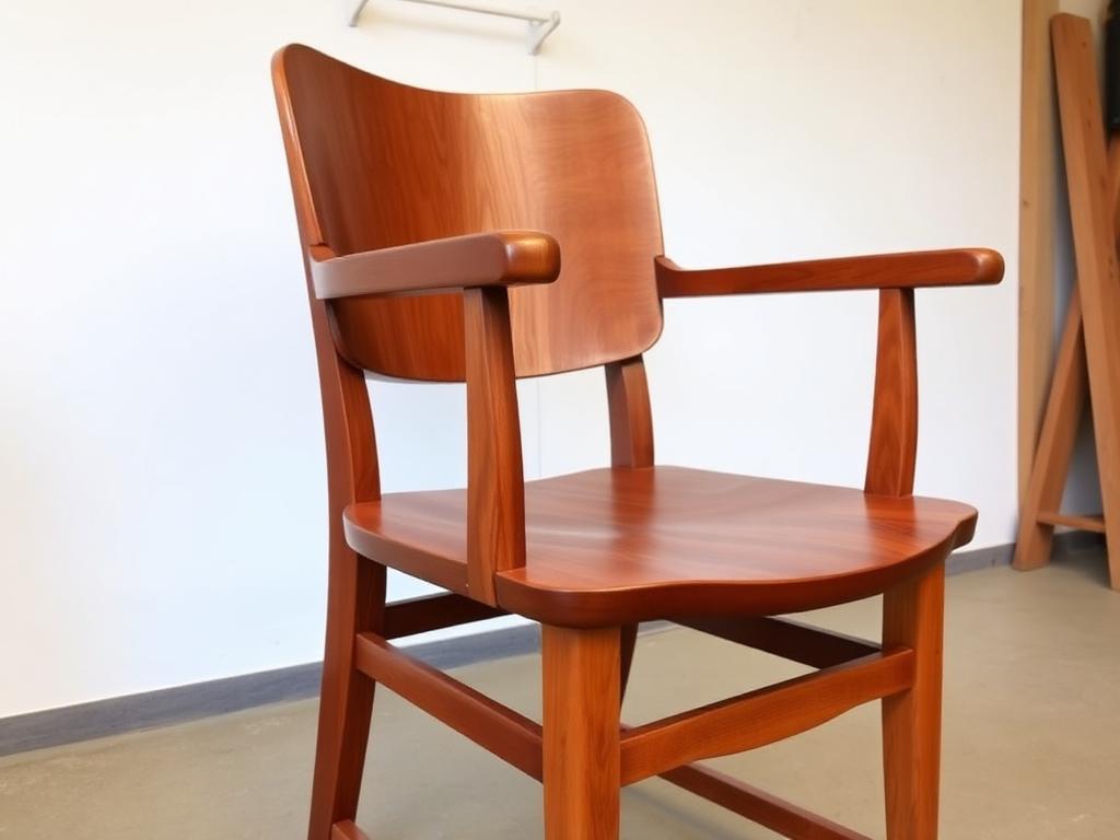 Restored and polished wooden chair after repair